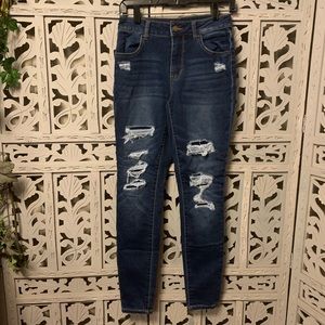 MAURICES FADED & DISTRESSED HIGH RISE SKINNY STRETCHY JEANS